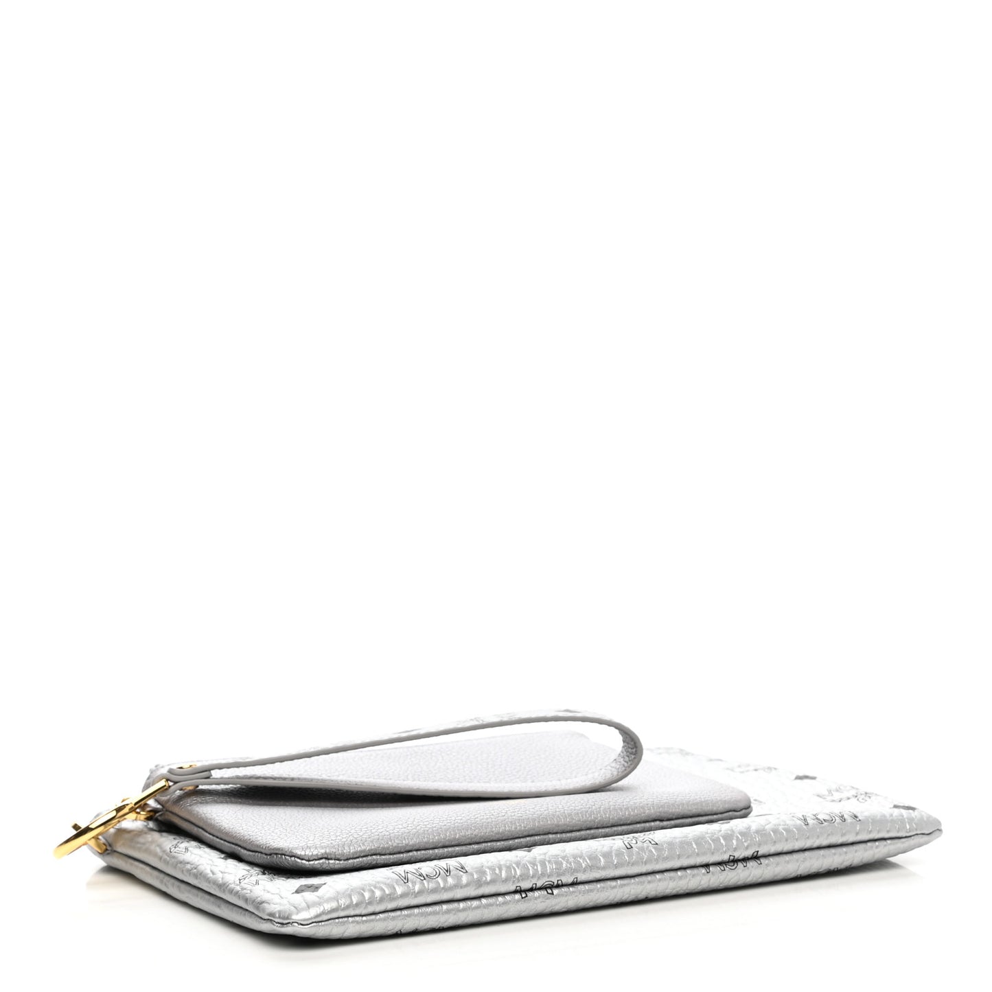 Metallic Visetos Zip Pouch Set Silver