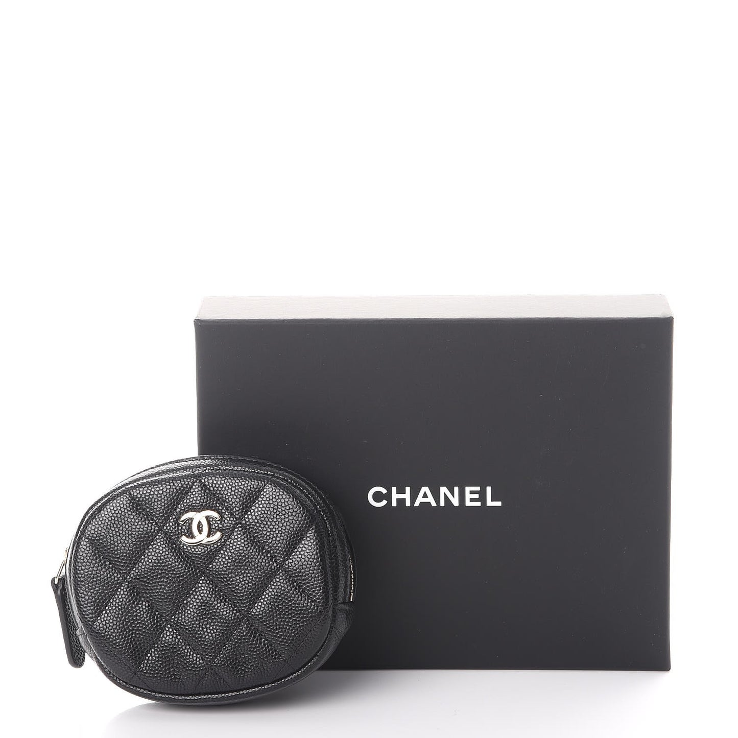 Caviar Quilted Zip Around Classic Coin Purse Black