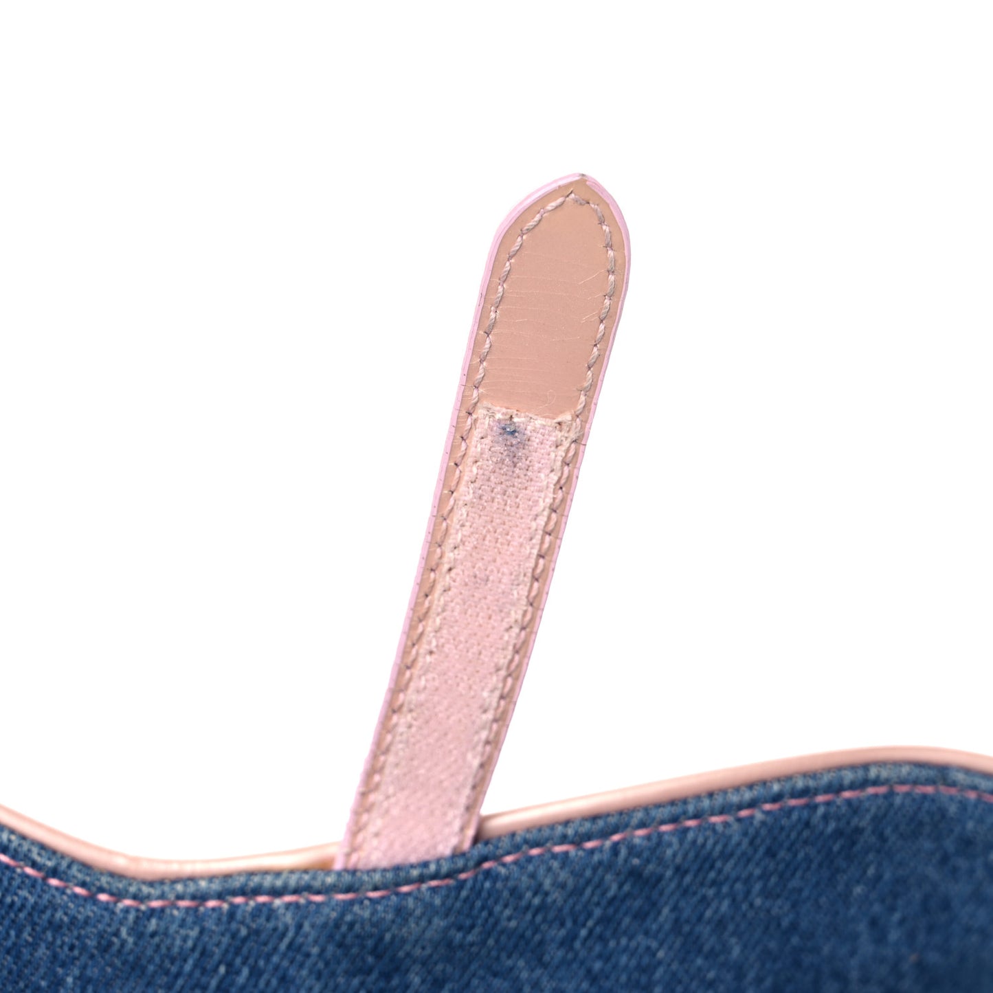 Patent Denim Jeans Saddle Bag Blue Pink