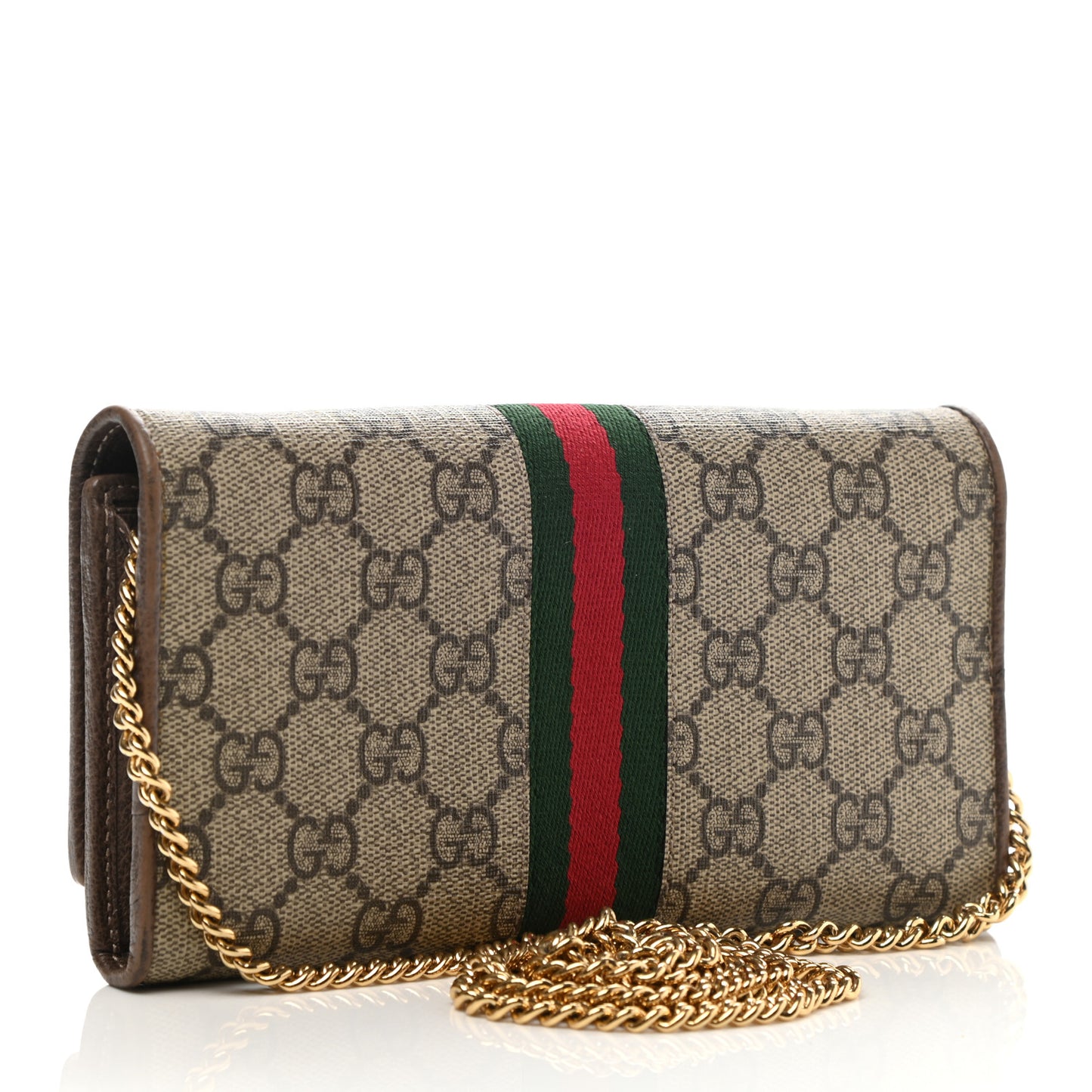 GG Supreme Monogram Web Ophidia Wallet On Chain Brown