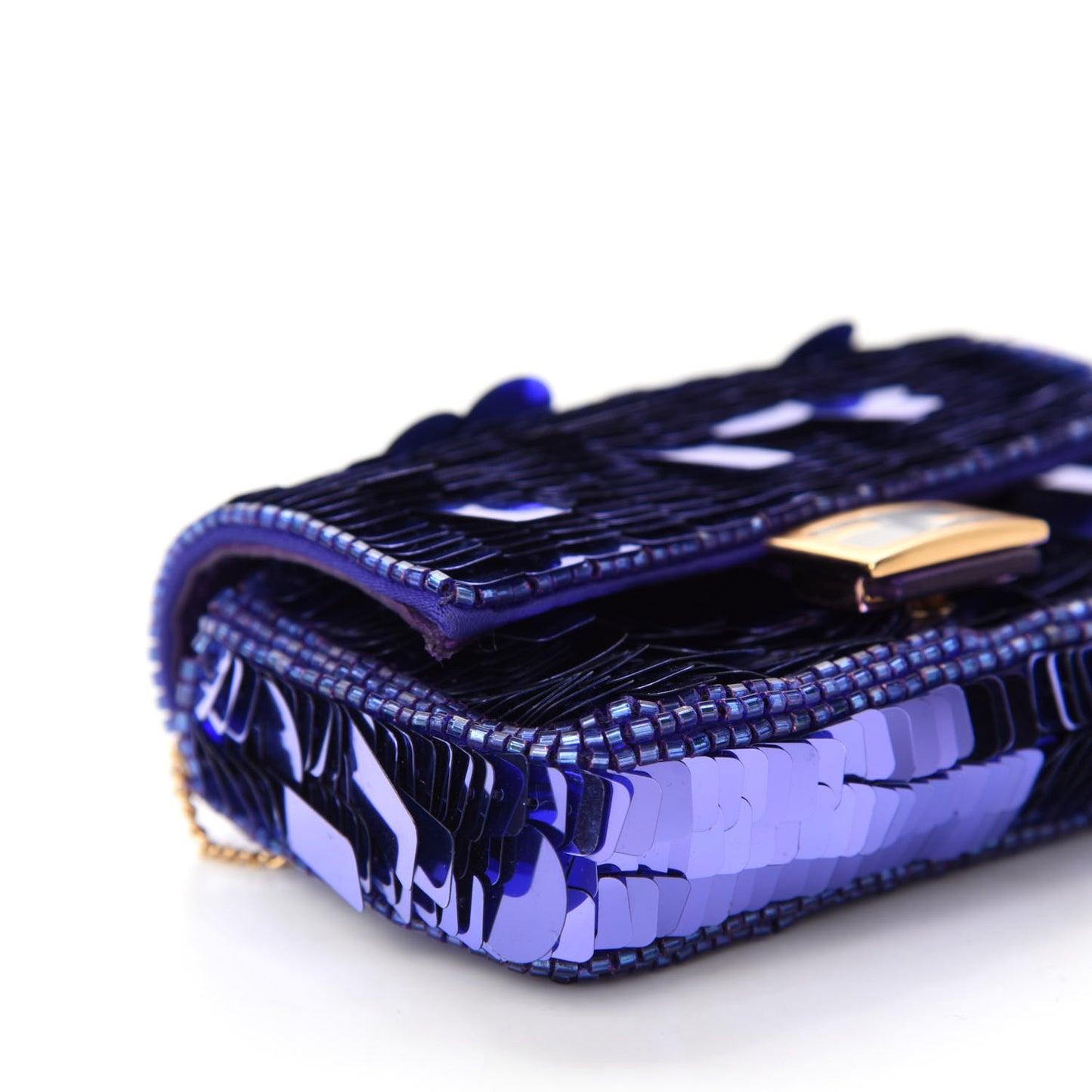 Sequin Paillettes Shiny Nappa Sex and the City Nano Baguette Charm Viola Purple Rain