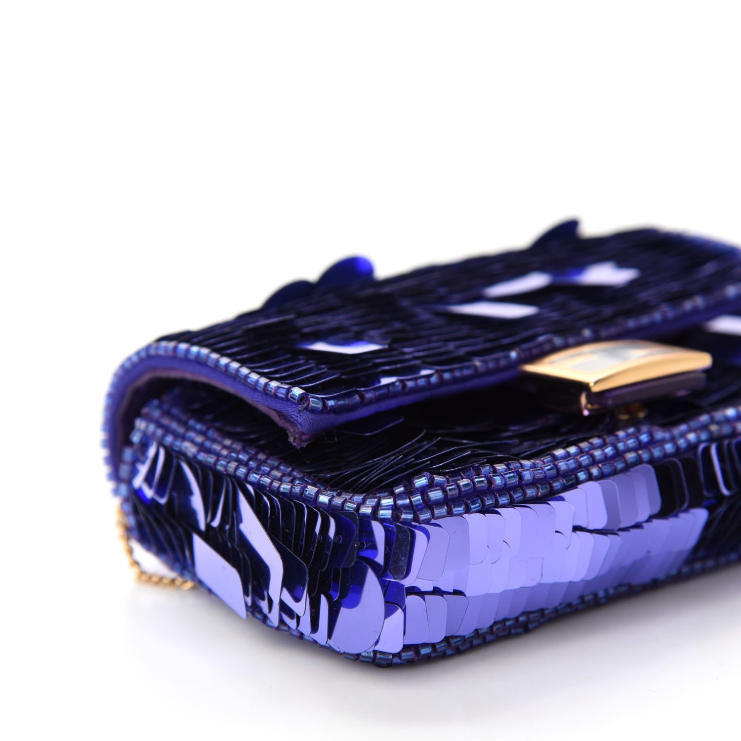 Fendi Sequin Paillettes Shiny Nappa Sex and the City Nano Baguette Charm Viola Purple Rain 6 of 11