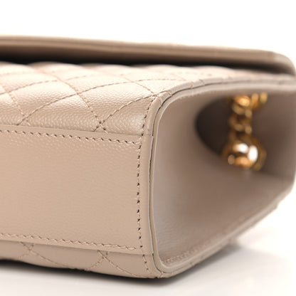 Saint Laurent Grain De Poudre Textured Mixed Matelasse Medium Triquilt Monogram Satchel Dark Beige 9 of 10