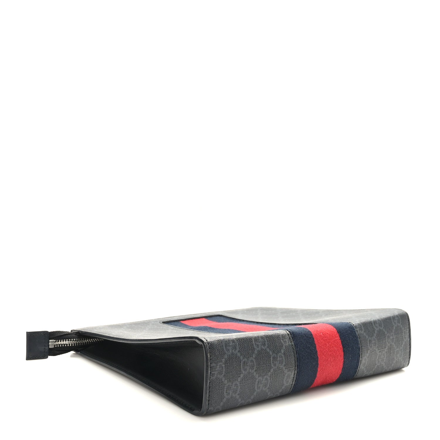 Gucci GG Supreme Monogram Selleria Calfskin Web New Web Cosmetic Case Black 4 of 7