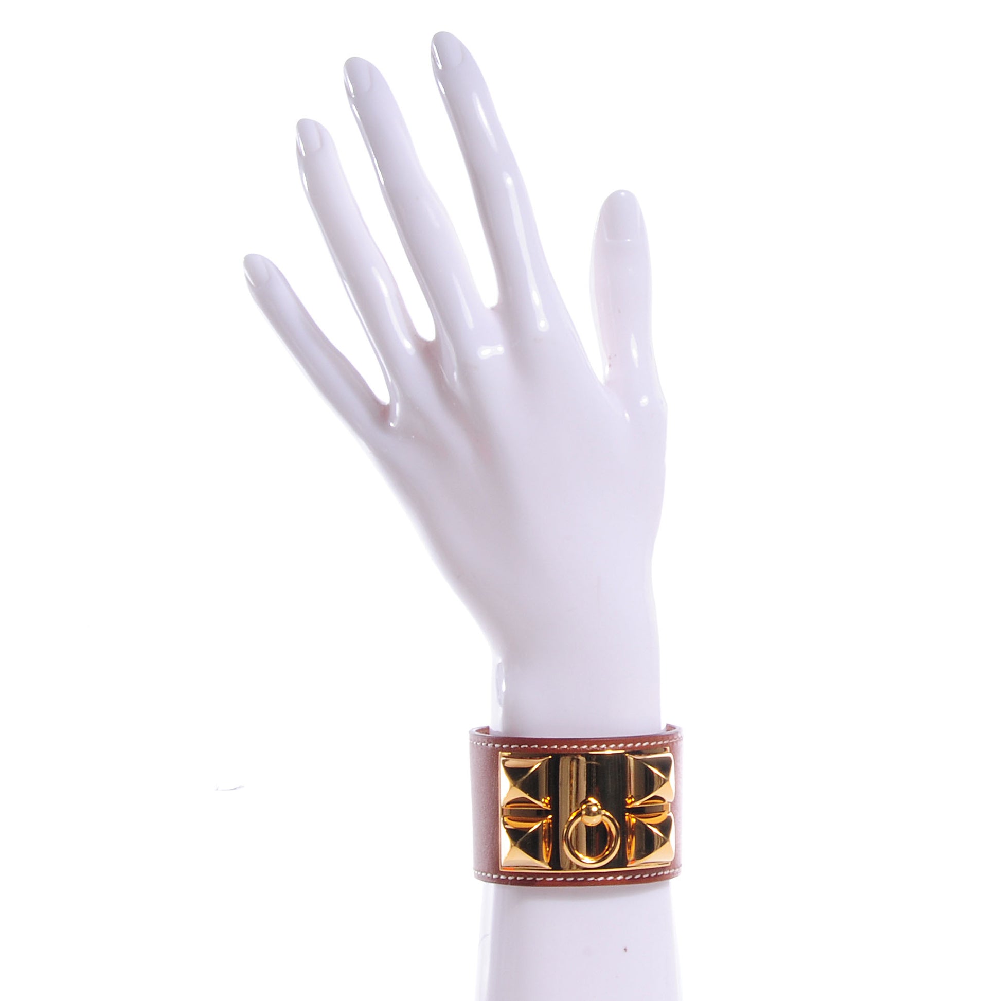 Hermes Tadelakt Leather Collier de Chien CDC Bracelet Fauve Small 2 of 6