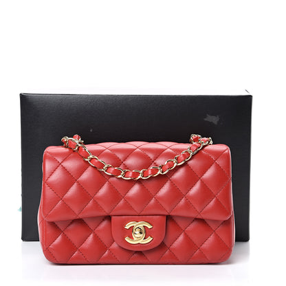Chanel Lambskin Quilted Mini Rectangular Flap Red 15 of 15