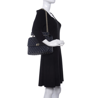 Valentino Garavani Nappa Large Rockstud Spike Shoulder Bag Marine 2 of 11