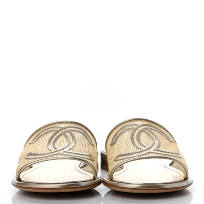 Chanel Glitter Mesh Patent Calfskin CC Sandal Mule 36 Gold 2 of 6