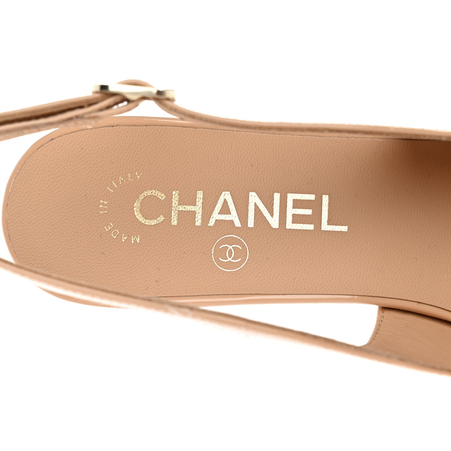 Chanel Patent Calfskin Cap Toe CC Slingback Pumps 36.5 Beige 7 of 11