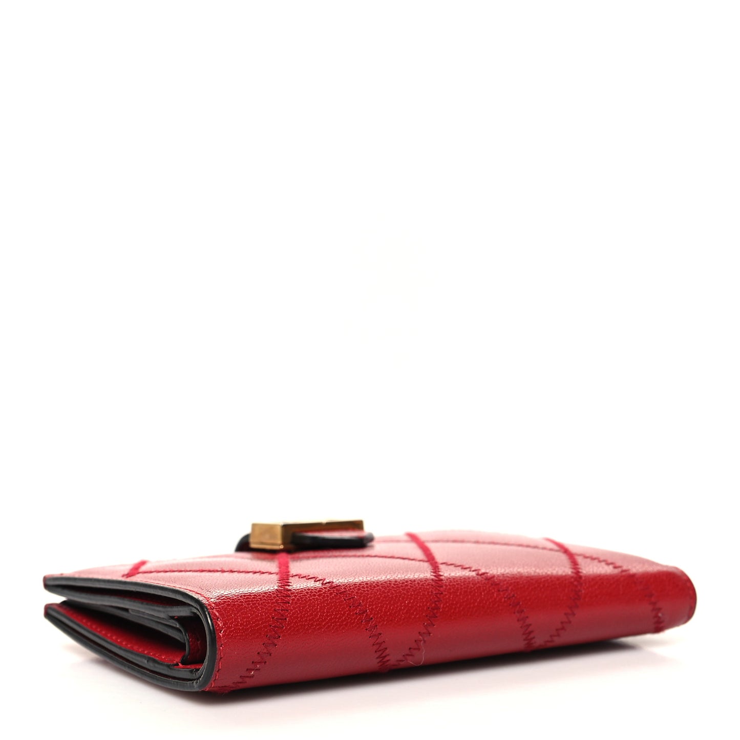Goatskin Diamond Quilted GV3 Medium Wallet Vermillion