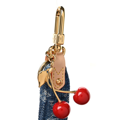 Louis Vuitton LV X TM Monogram Denim Cerise Dragonne Bag Charm Denim Blue 3 of 4