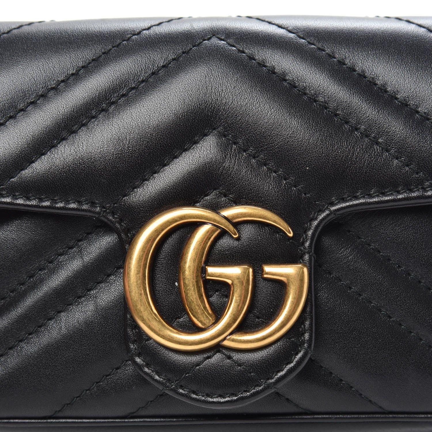 Gucci Calfskin Matelasse Super Mini GG Marmont Shoulder Bag Black 11 of 12