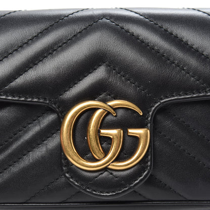 Gucci Calfskin Matelasse Super Mini GG Marmont Shoulder Bag Black 11 of 12