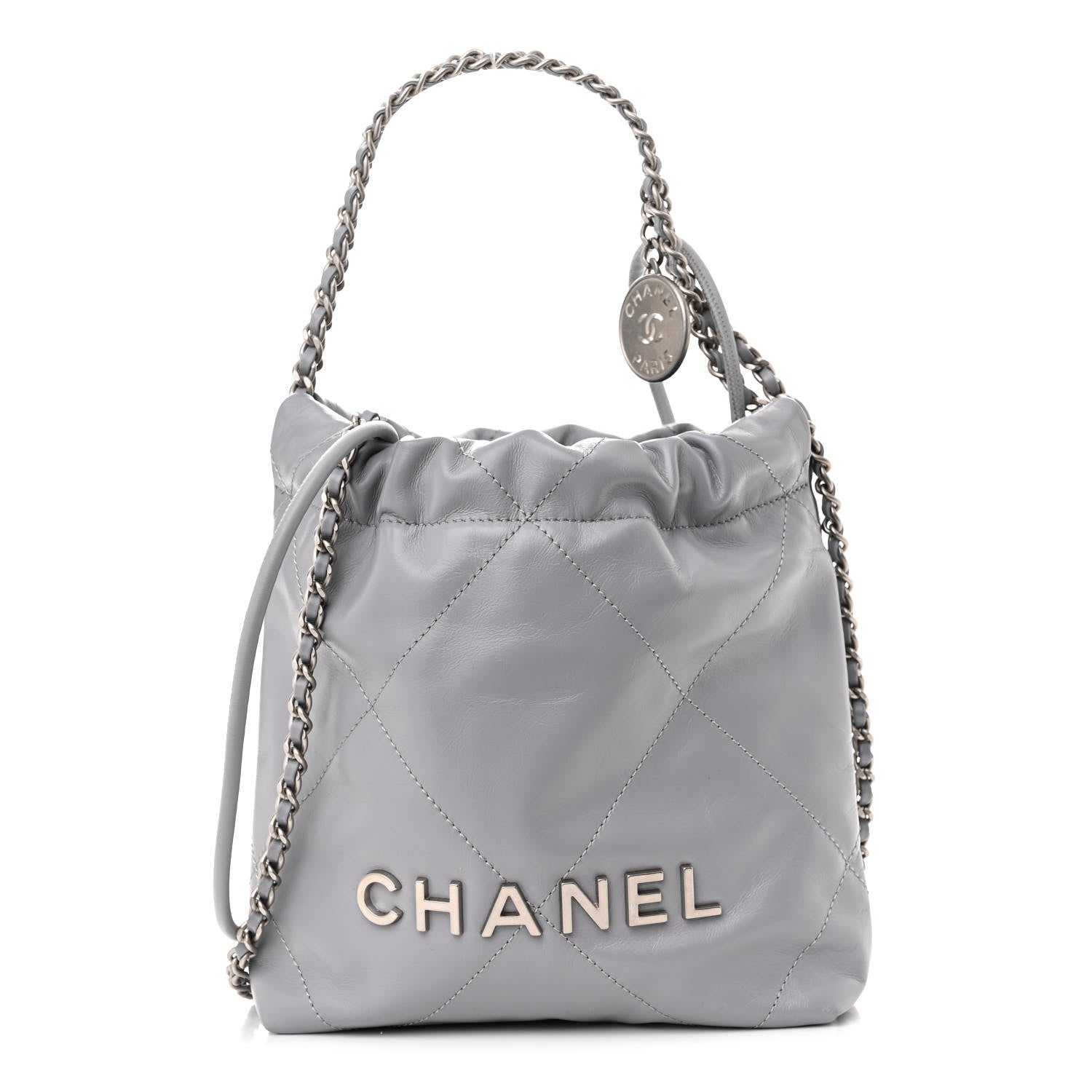 Chanel Shiny Calfskin Quilted Mini Chanel 22 Grey 1 of 11