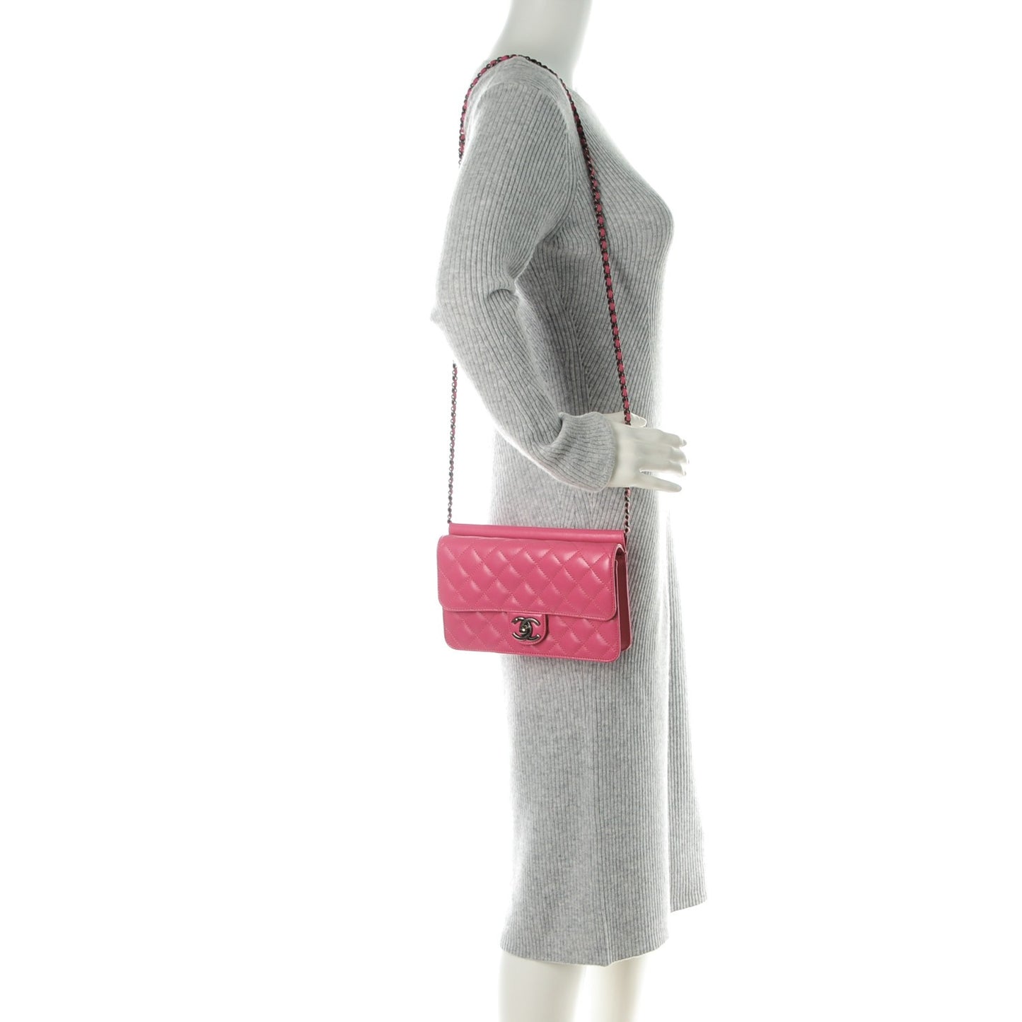 Lambskin Quilted Medium Crossing Times Flap Pink