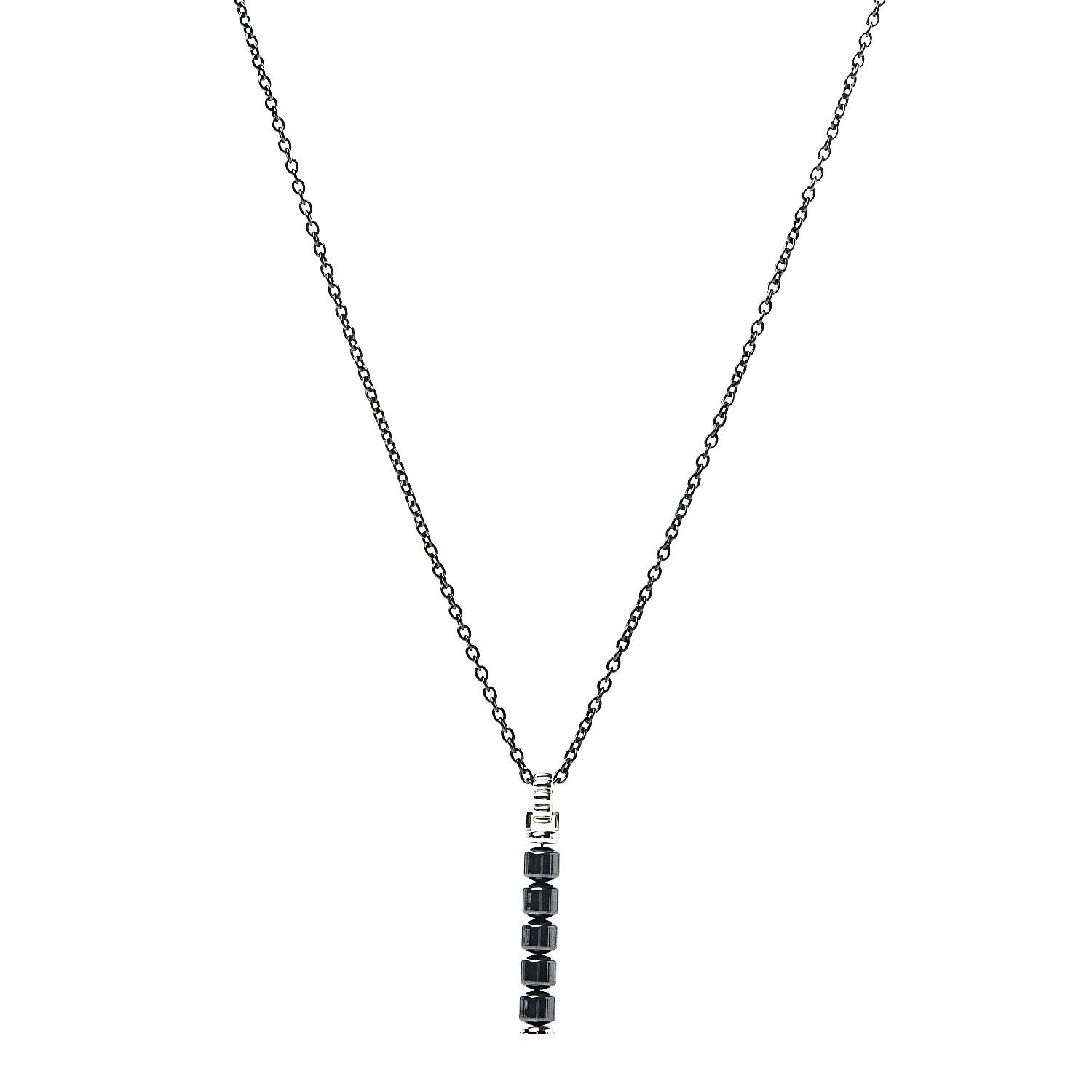 John Hardy Titanium Sterling Silver Hematite Mens Drop Pendant Necklace 1 of 6