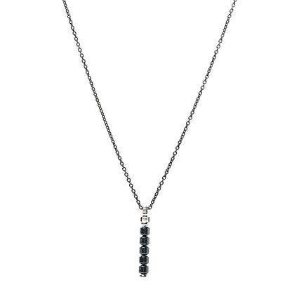John Hardy Titanium Sterling Silver Hematite Mens Drop Pendant Necklace 1 of 6