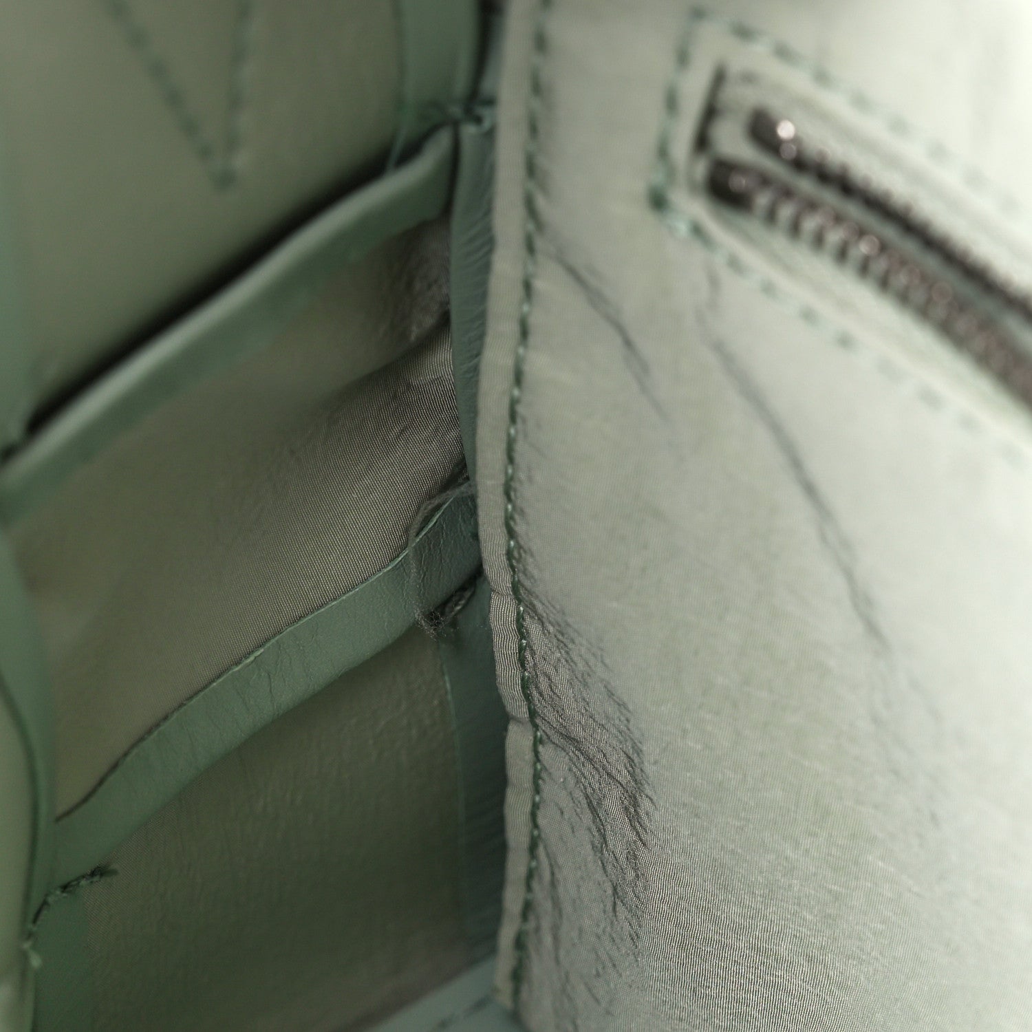 Bottega Veneta Paper Calfskin Maxi Intreccio Cassette Crossbody Bag Sage 9 of 9