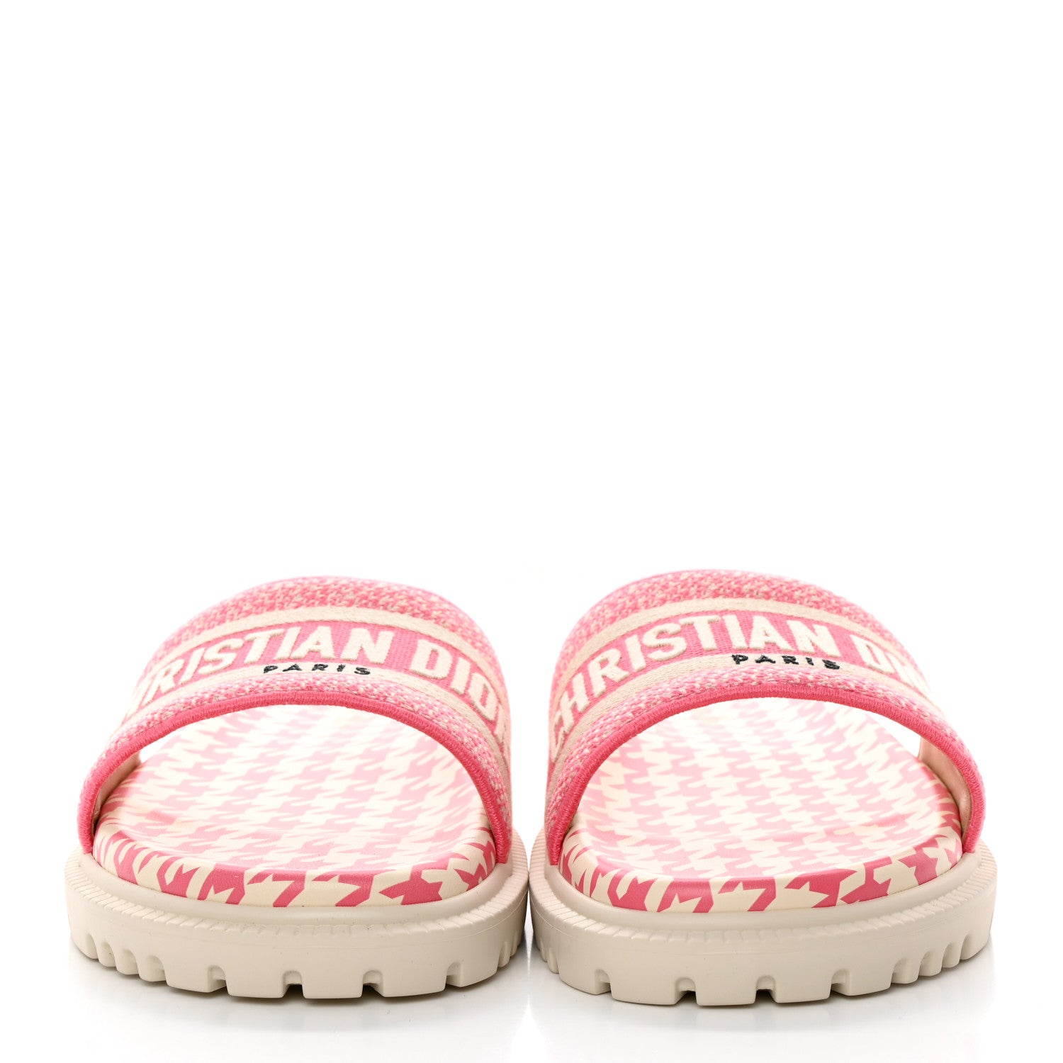 Christian Dior Micro PDP Cotton Houndstooth Embroidered Dway 10mm Slide Sandals 40.5 Peony 2 of 8
