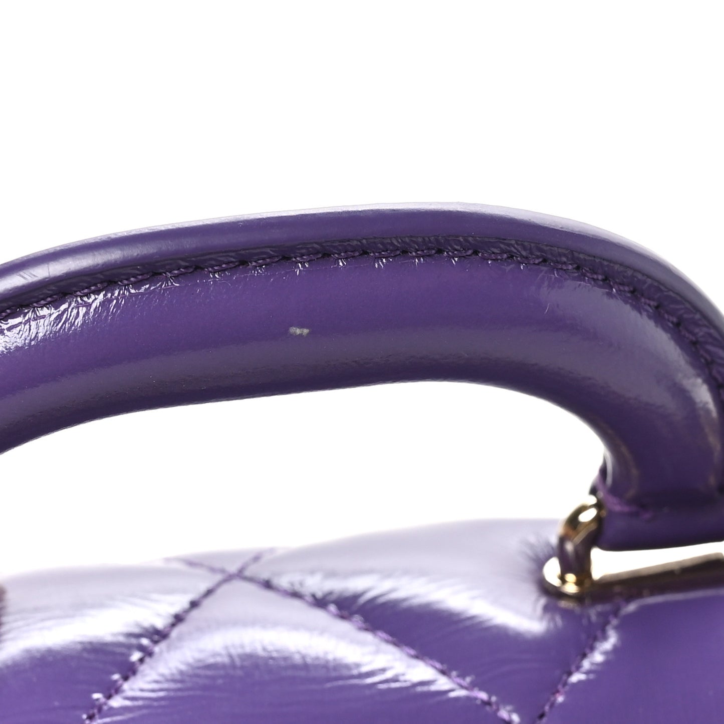 Shiny Lambskin Quilted Mini Coco Trip Flap Bag Purple