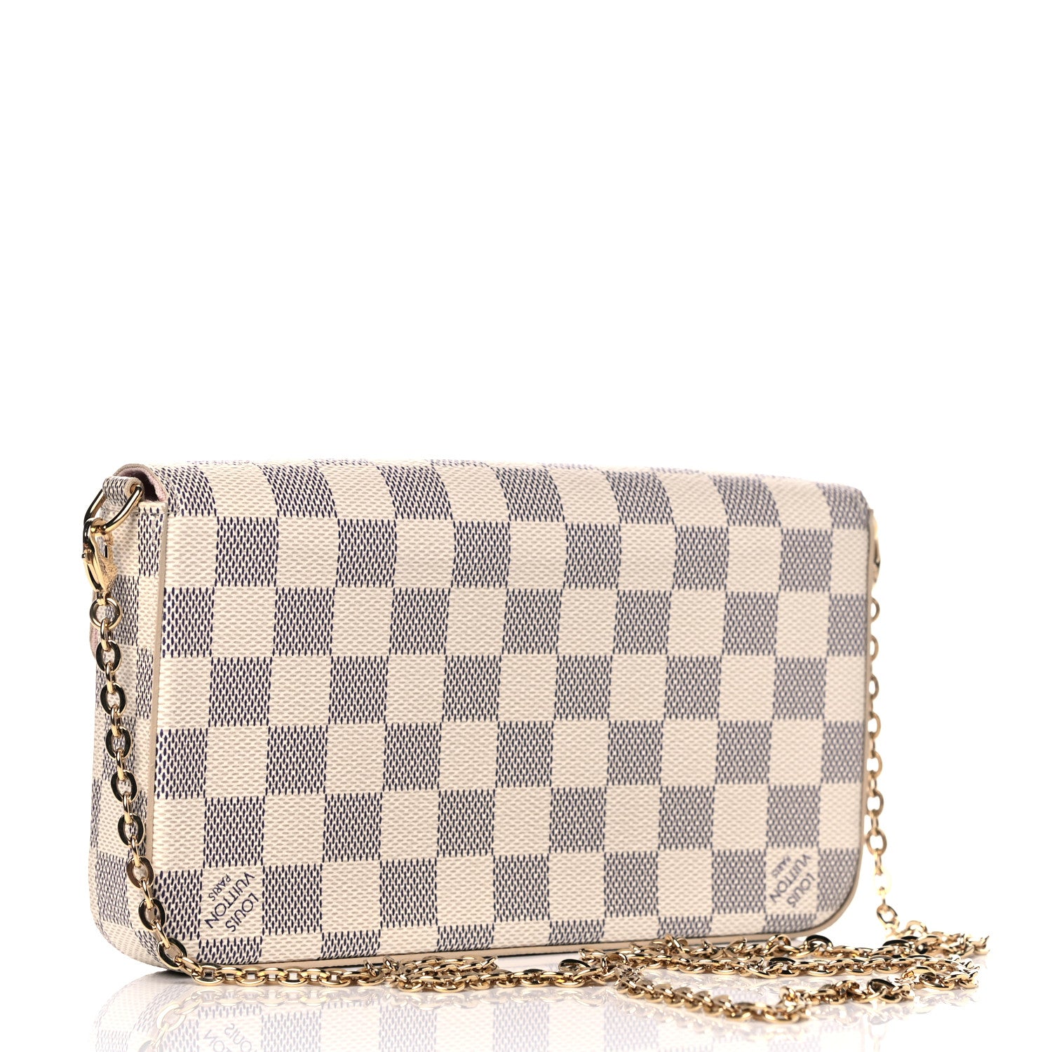 Louis Vuitton Damier Azur Pochette Felicie Chain Wallet Rose Ballerine 5 of 12