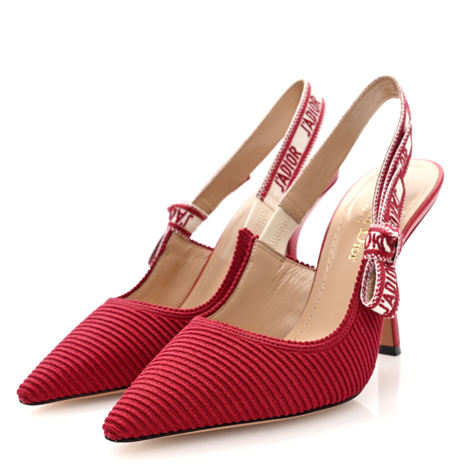Christian Dior Technical Canvas Ribbon J Adior Slingback 100mm Pumps 36 Cherry 2 of 8