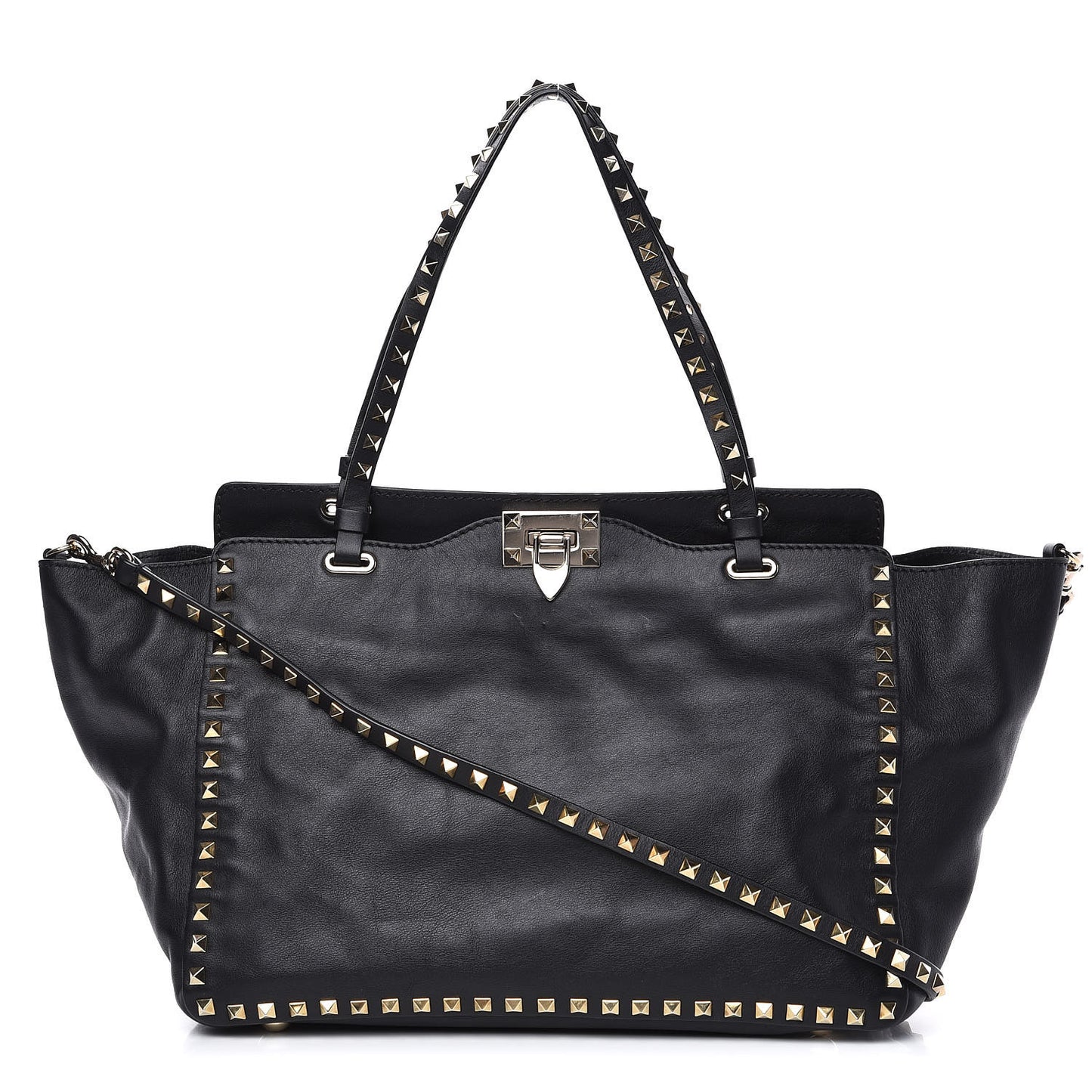 Vitello Medium Rockstud Tote Black