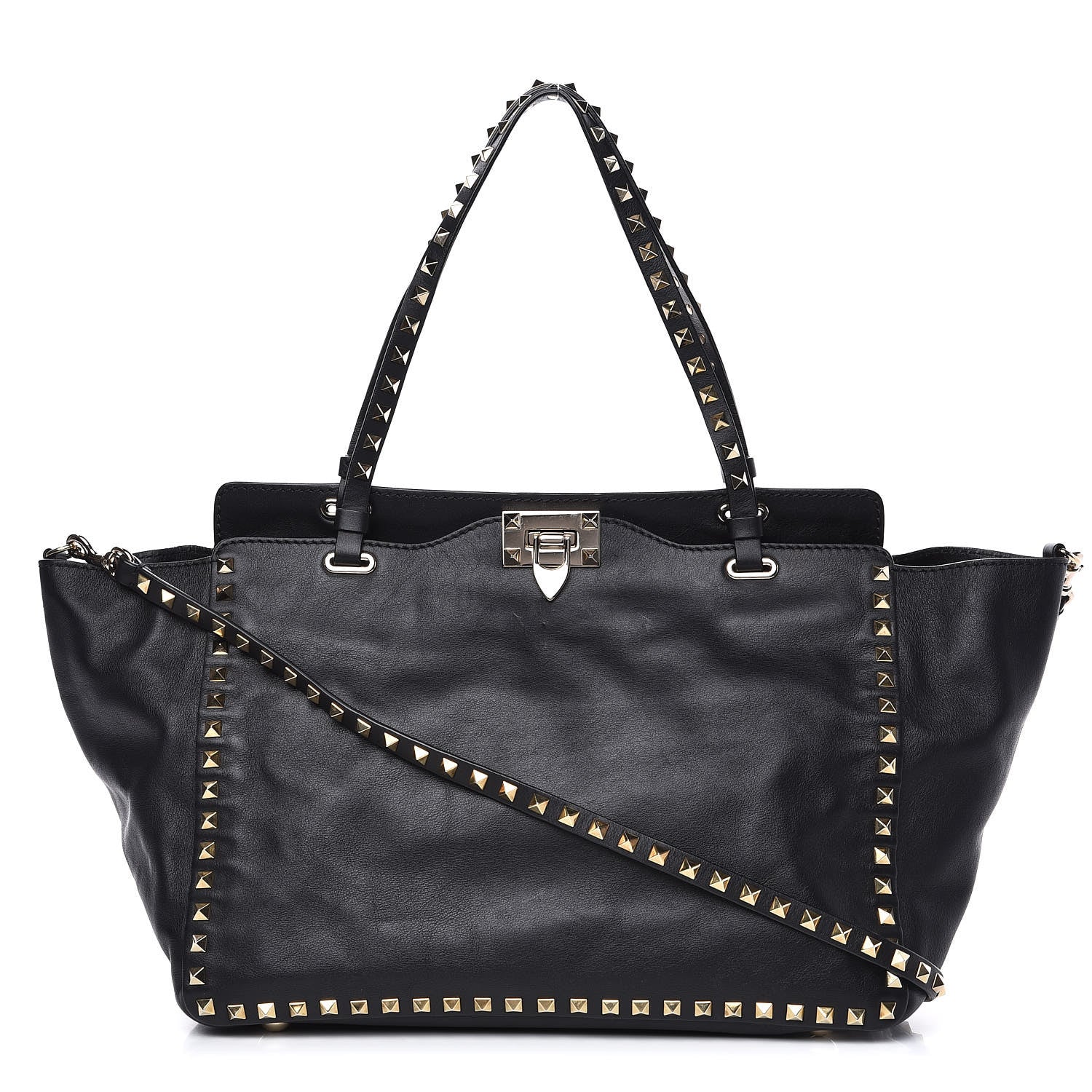 Valentino Garavani Vitello Medium Rockstud Tote Black 1 of 11