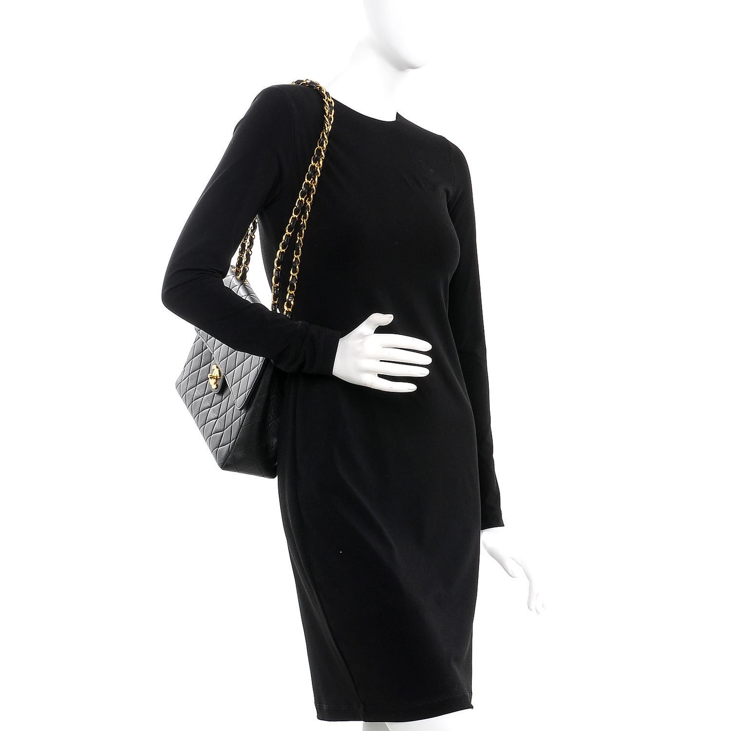 Lambskin Quilted Jumbo Single Flap Black