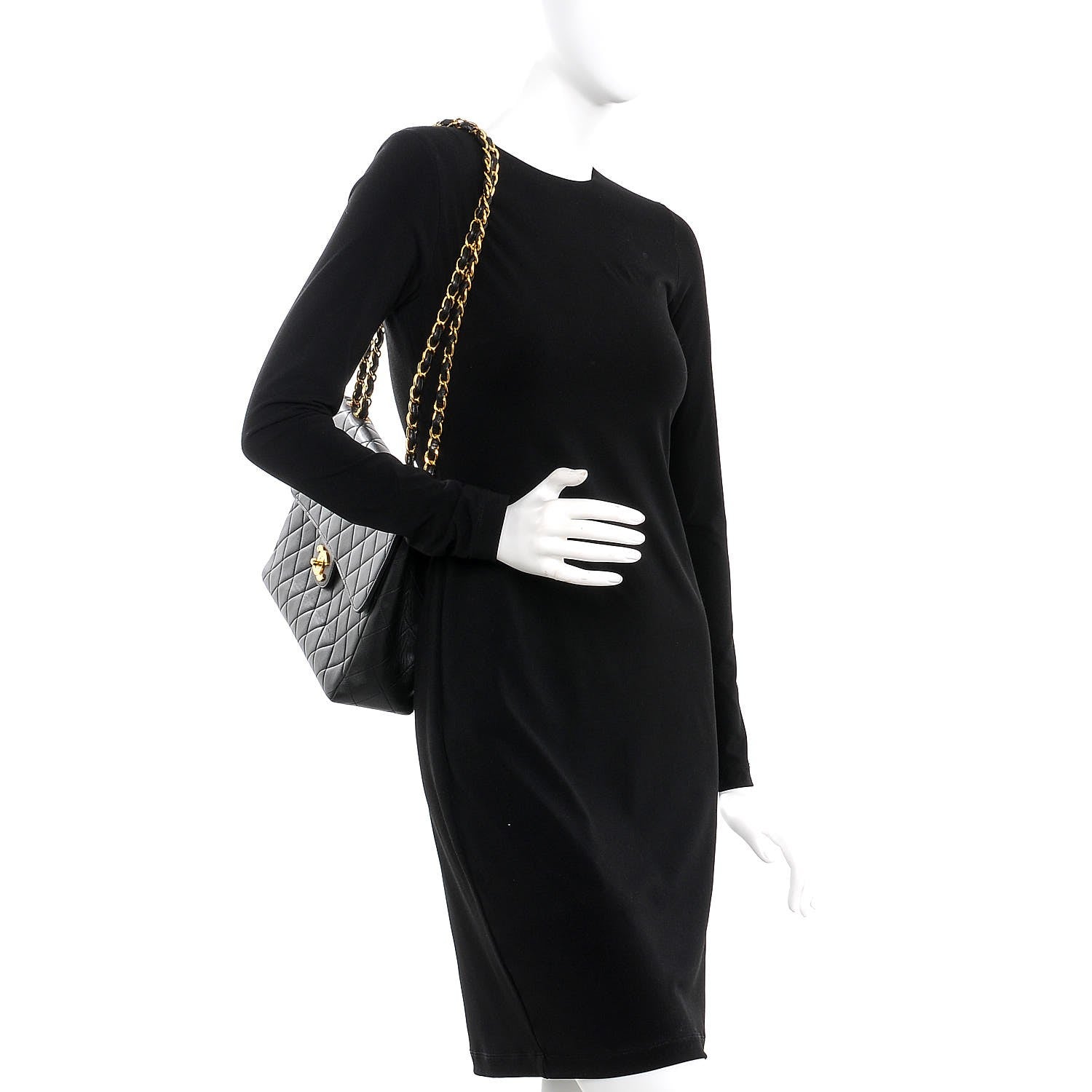 Chanel Lambskin Quilted Jumbo Single Flap Black 2 of 8