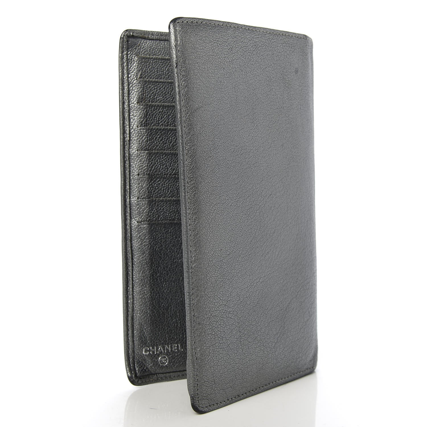 Chanel Metallic Goatskin CC Yen Wallet Silver 3 of 8
