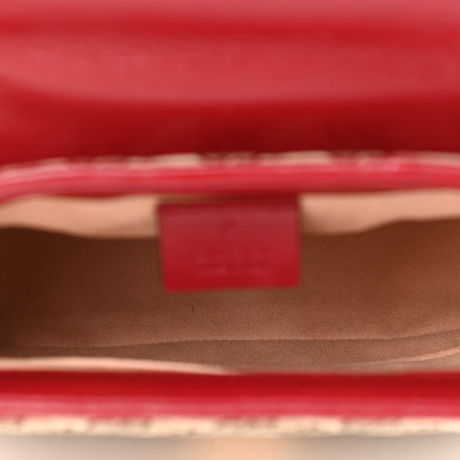 Gucci Monogram Glazed Calfskin Matelasse Diagonal Mini GG Marmont Top Handle Shoulder Bag Beige Ebony New Cherry Red 6 of 12