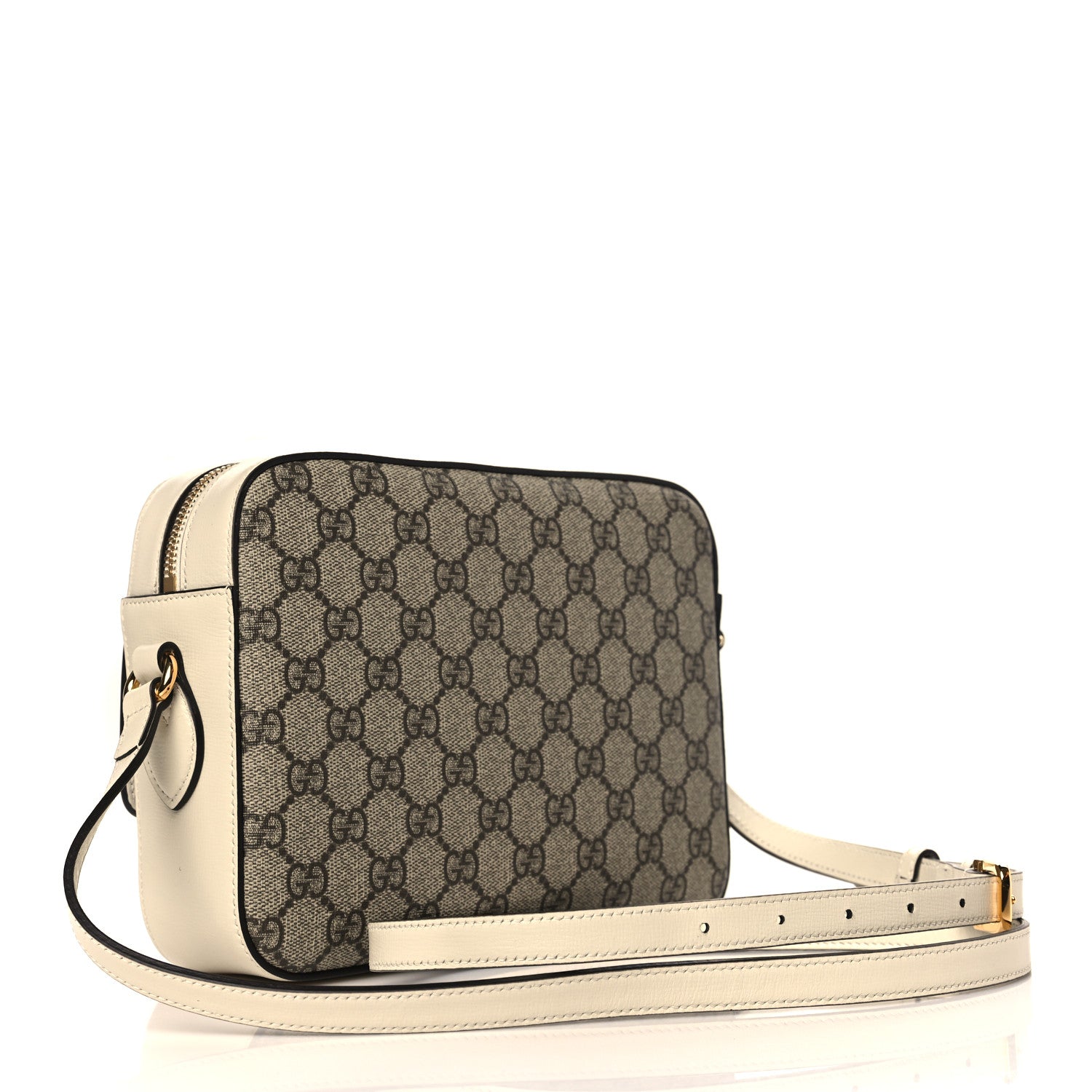 Gucci GG Supreme Monogram Small Horsebit 1955 Shoulder Bag Beige Mystic White 3 of 9