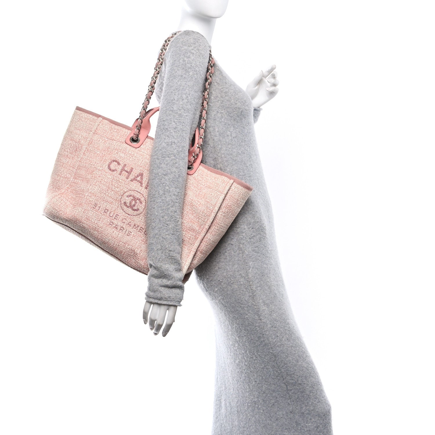Chanel Lurex Boucle Deauville Medium Tote Pink 2 of 11