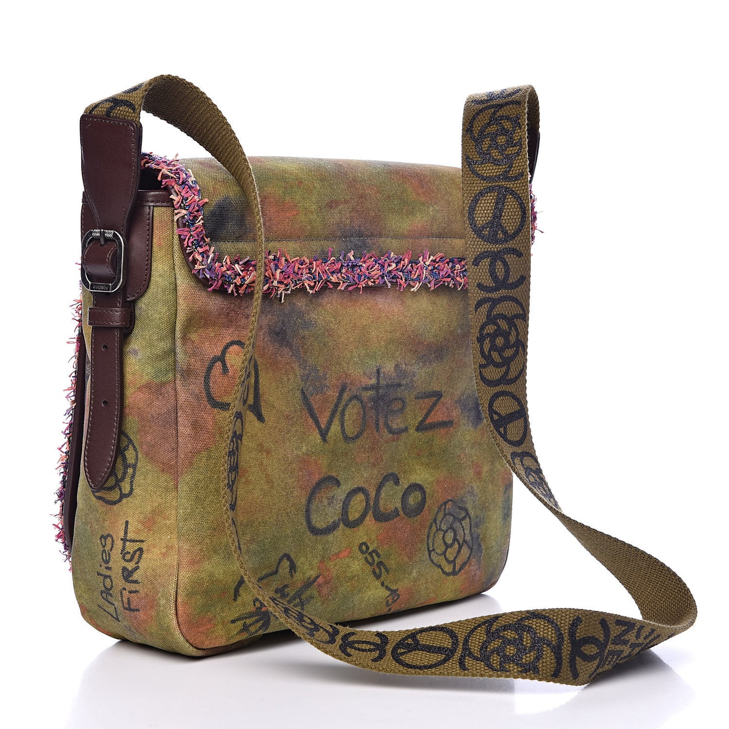 Washed Toile Graffiti On The Pavements Messenger Khaki Multicolor