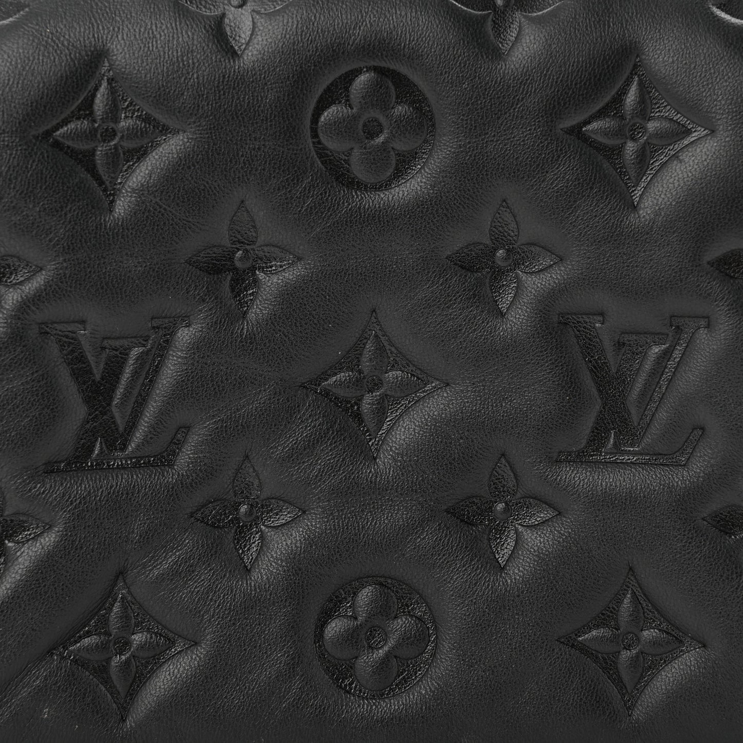 Lambskin Embossed Monogram Pochette Coussin Black