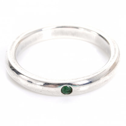 Tiffany Sterling Silver Emerald Elsa Peretti Band Ring 48 4.5 5 of 6