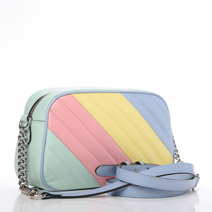 Gucci Calfskin Matelasse Diagonal Small GG Marmont Chain Shoulder Bag Multicolor Pastel 3 of 10