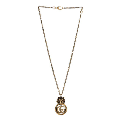 Gucci Metal Lion Head GG Necklace Aged Gold 3 of 5