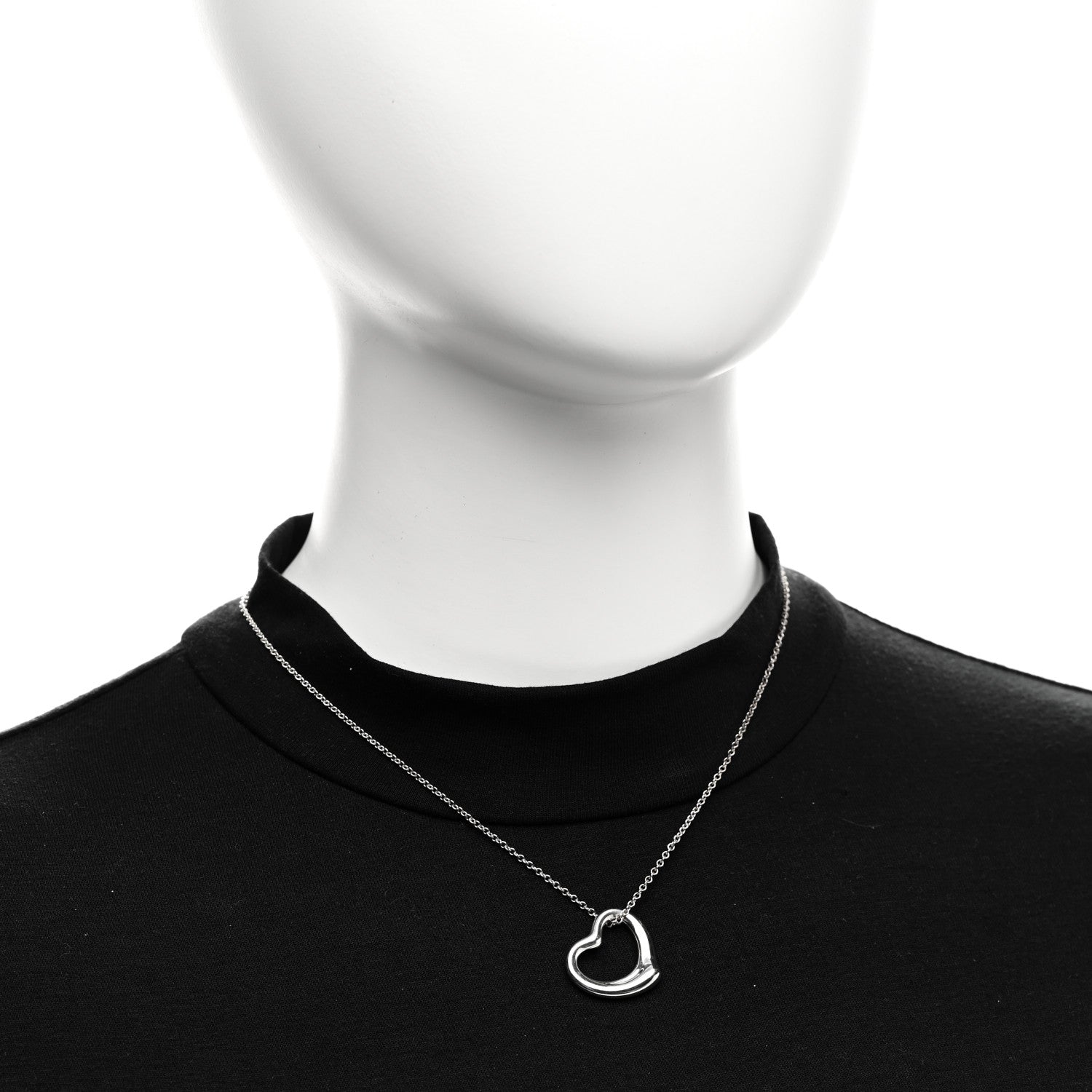 Tiffany Sterling Silver 22mm Elsa Peretti Open Heart Pendant Necklace 2 of 5