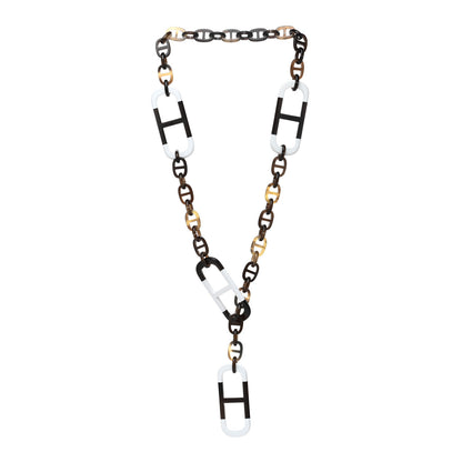 Hermes Buffalo Horn Lacquer Amarres Necklace White 3 of 4