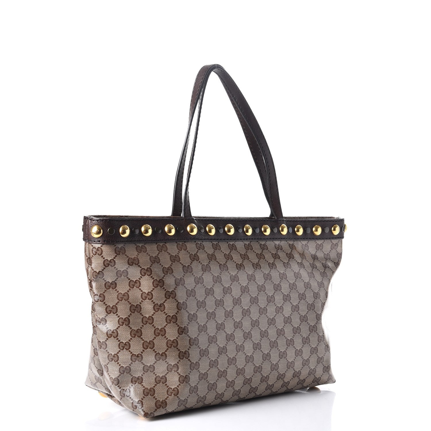 Gucci Crystal Monogram Medium Babouska Shopping Tote Dark Brown 3 of 10