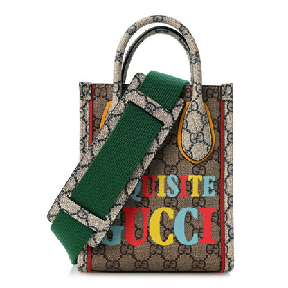 Gucci GG Supreme Monogram Exquisite Mini Vertical Tote Beige Ebony Blue Crop Live Red 1 of 12