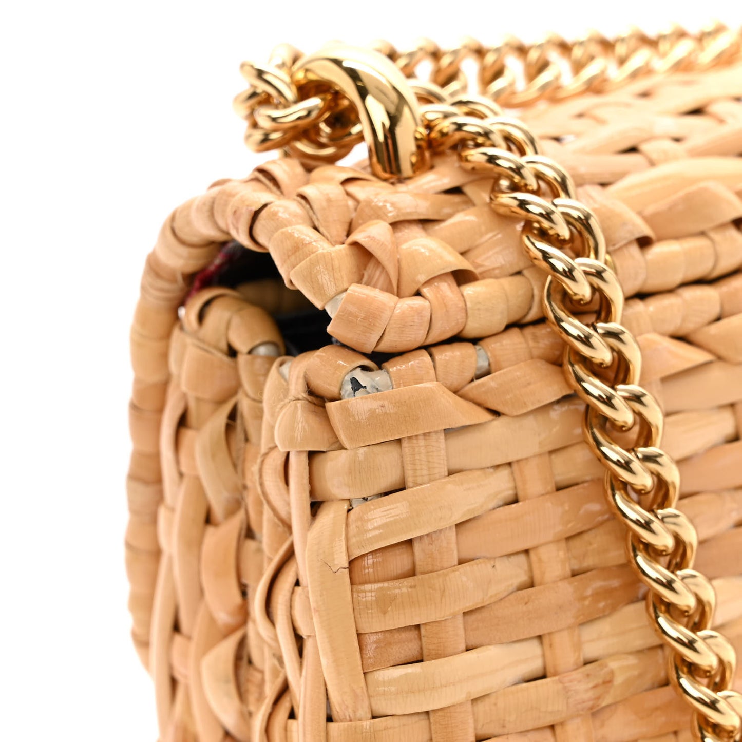Glazed Wicker Mini Cestino Shoulder Bag Natural