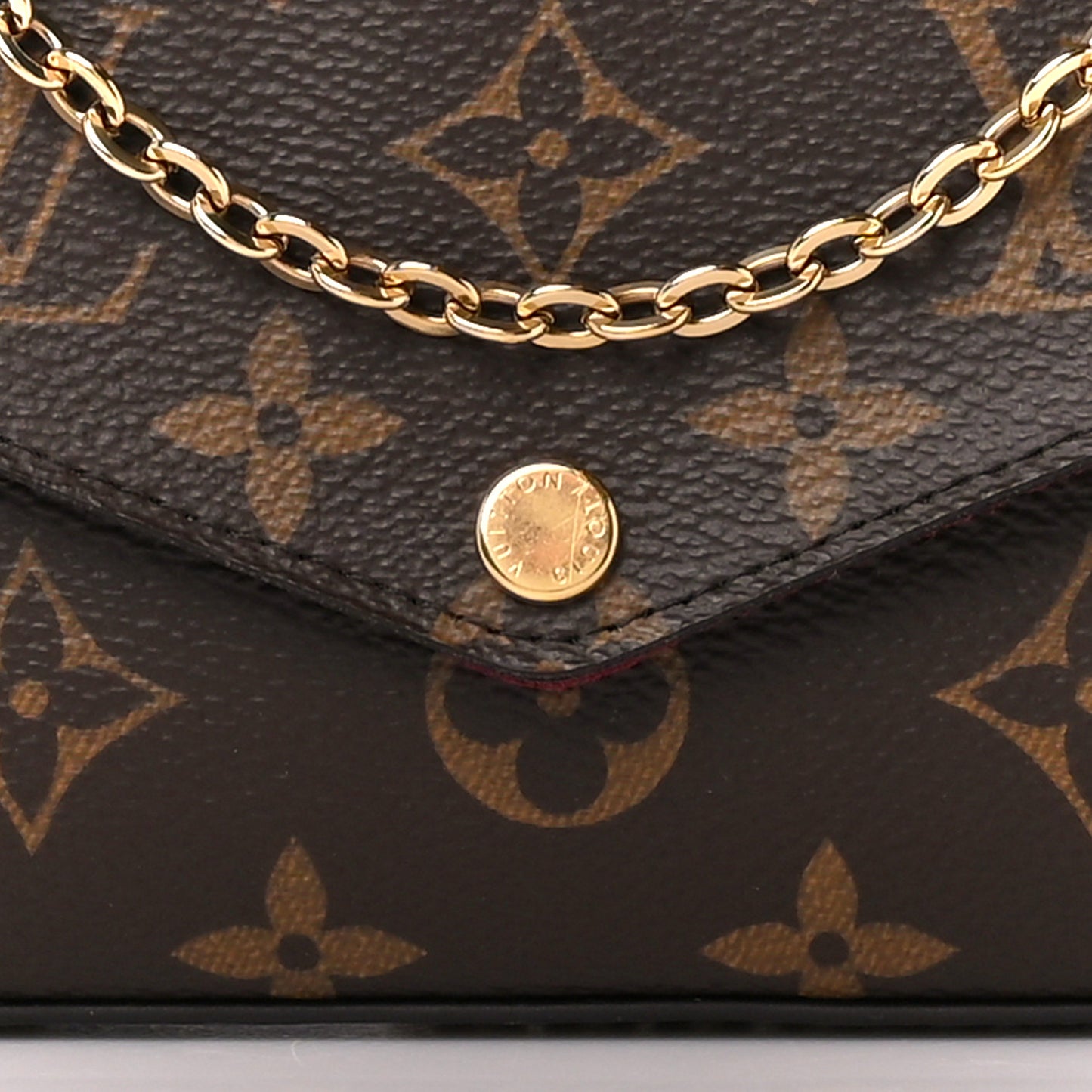 Monogram Pochette Felicie Chain Wallet Fuchsia