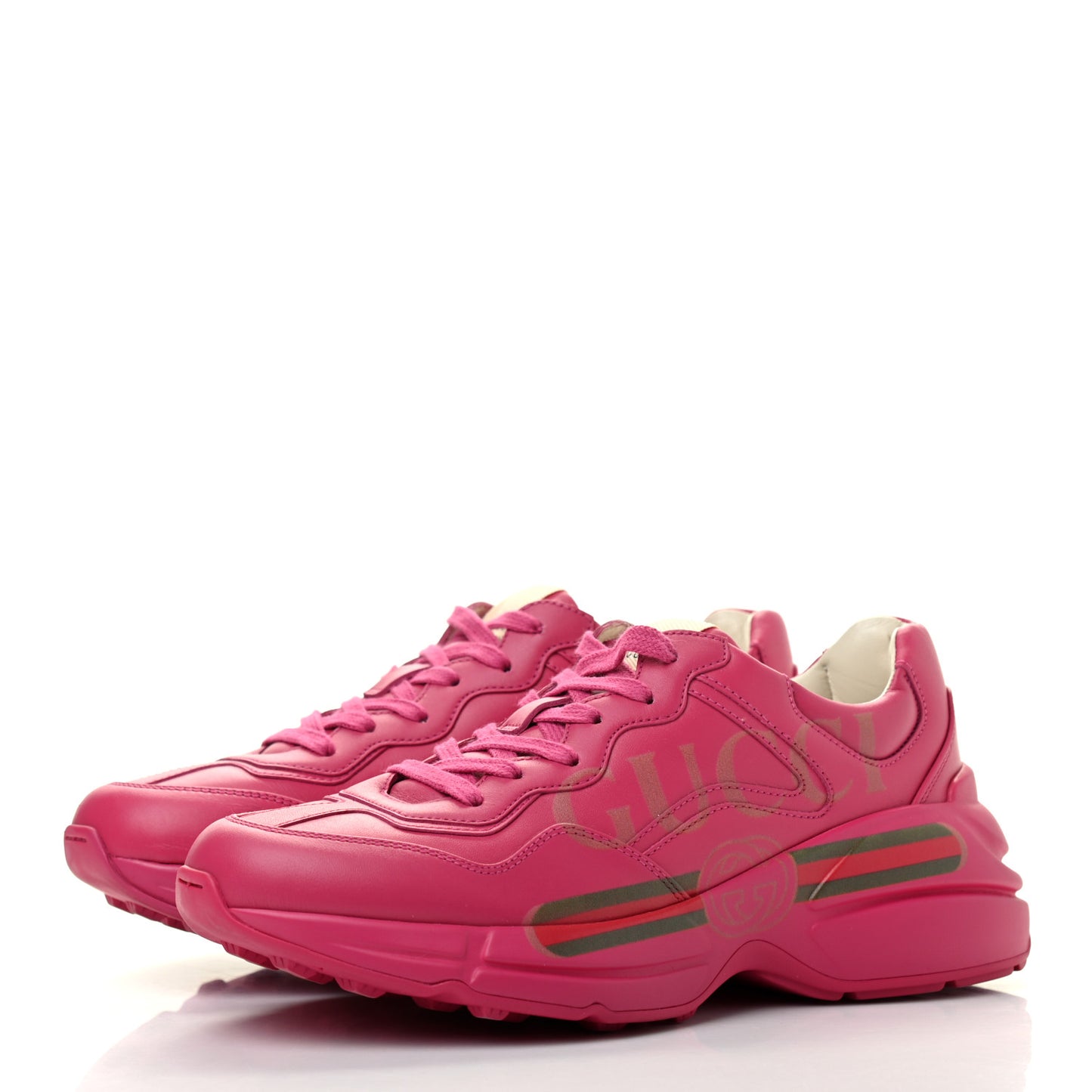 Calfskin Logo Womens Rhyton Sneakers 37.5 Box Pink