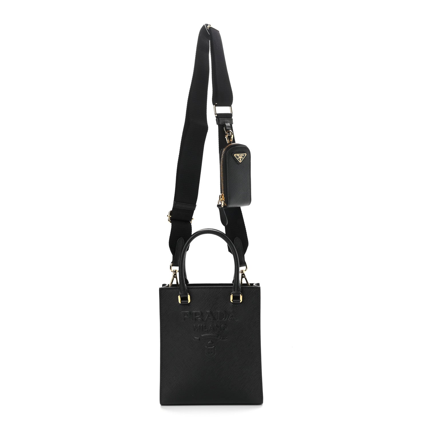 Prada Saffiano Lux Small Shoulder Bag Black 1 of 9