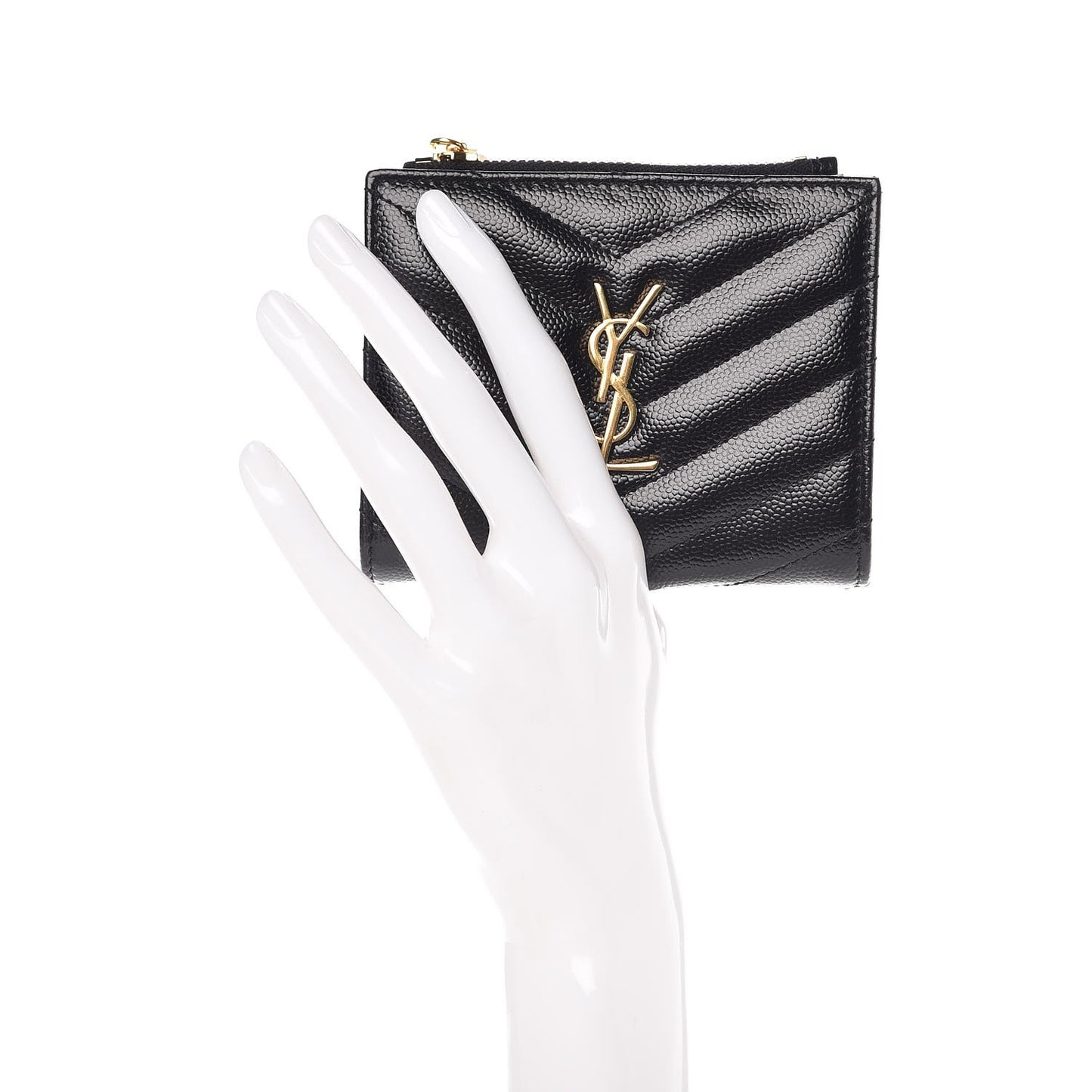 Grain De Poudre Matelasse Chevron Monogram Zipped Card Case Black
