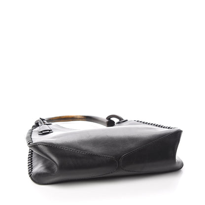 Gucci Calfskin Whipstitch Wooden Handle Small Hobo Black 4 of 11