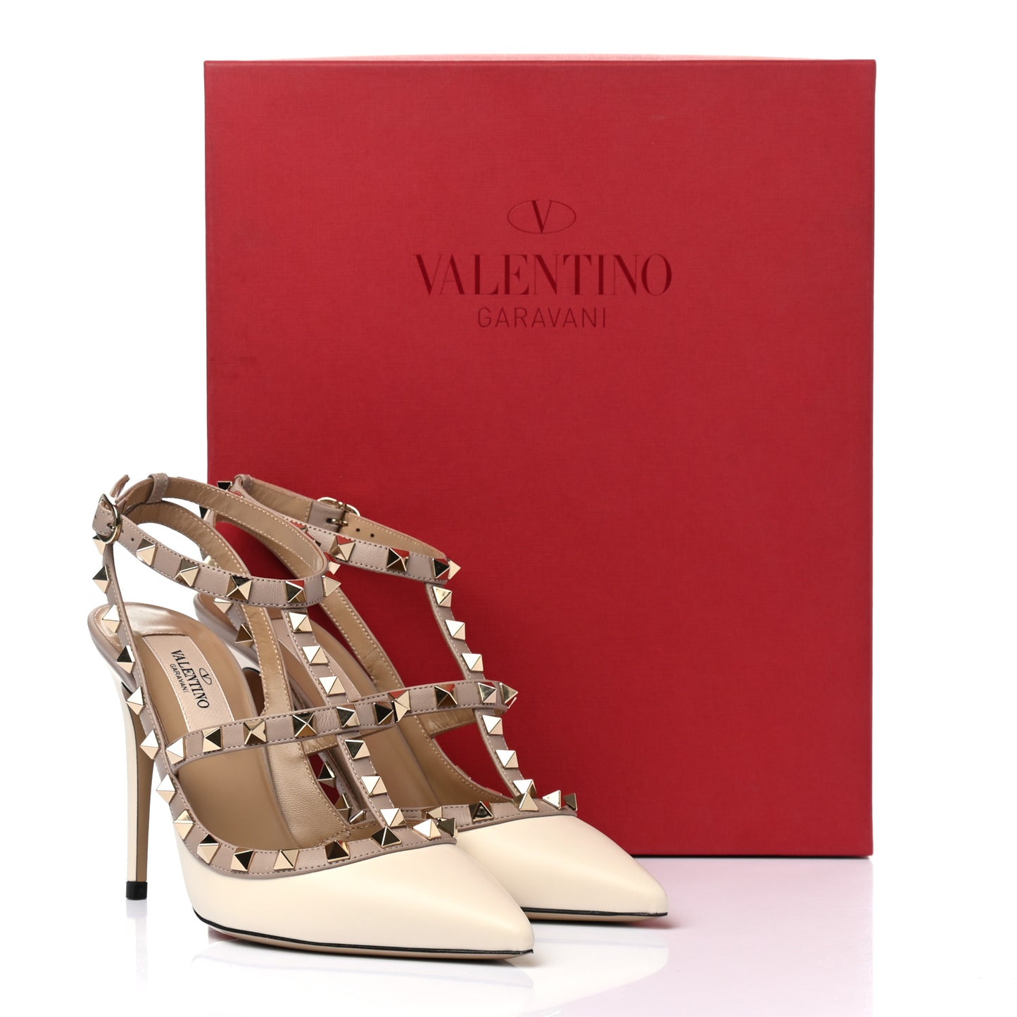Nappa Rockstud Ankle Strap 100mm Pumps 36.5 Light Ivory Poudre